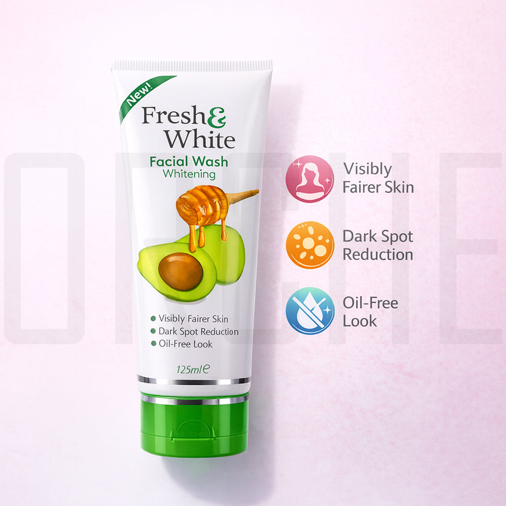 Fresh & White Whitening Facial Wash – Honey & Avocado – Dark Spot Reduction + Oil Control – 125ml