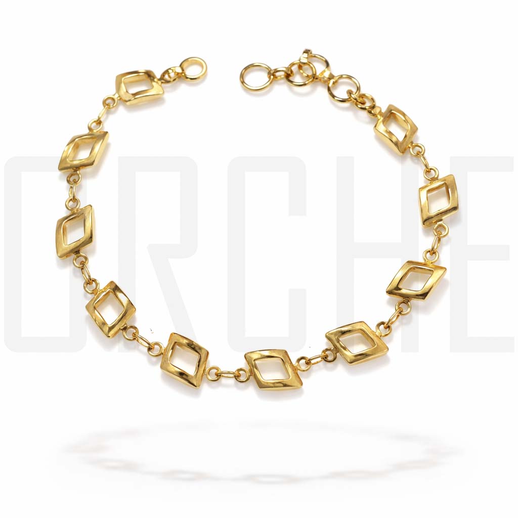 Elegant Rhombus-Link Gold Imitation Chain Bracelet for Women – Premium Fashion Jewelry