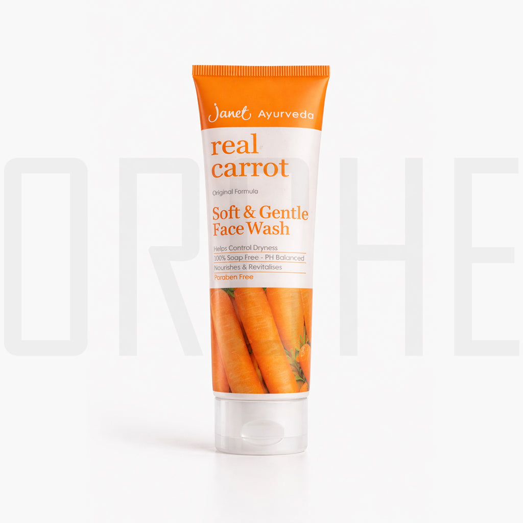 Janet Ayurveda Real Carrot Soft & Gentle Face Wash – Nourishing Soap-Free Cleanser