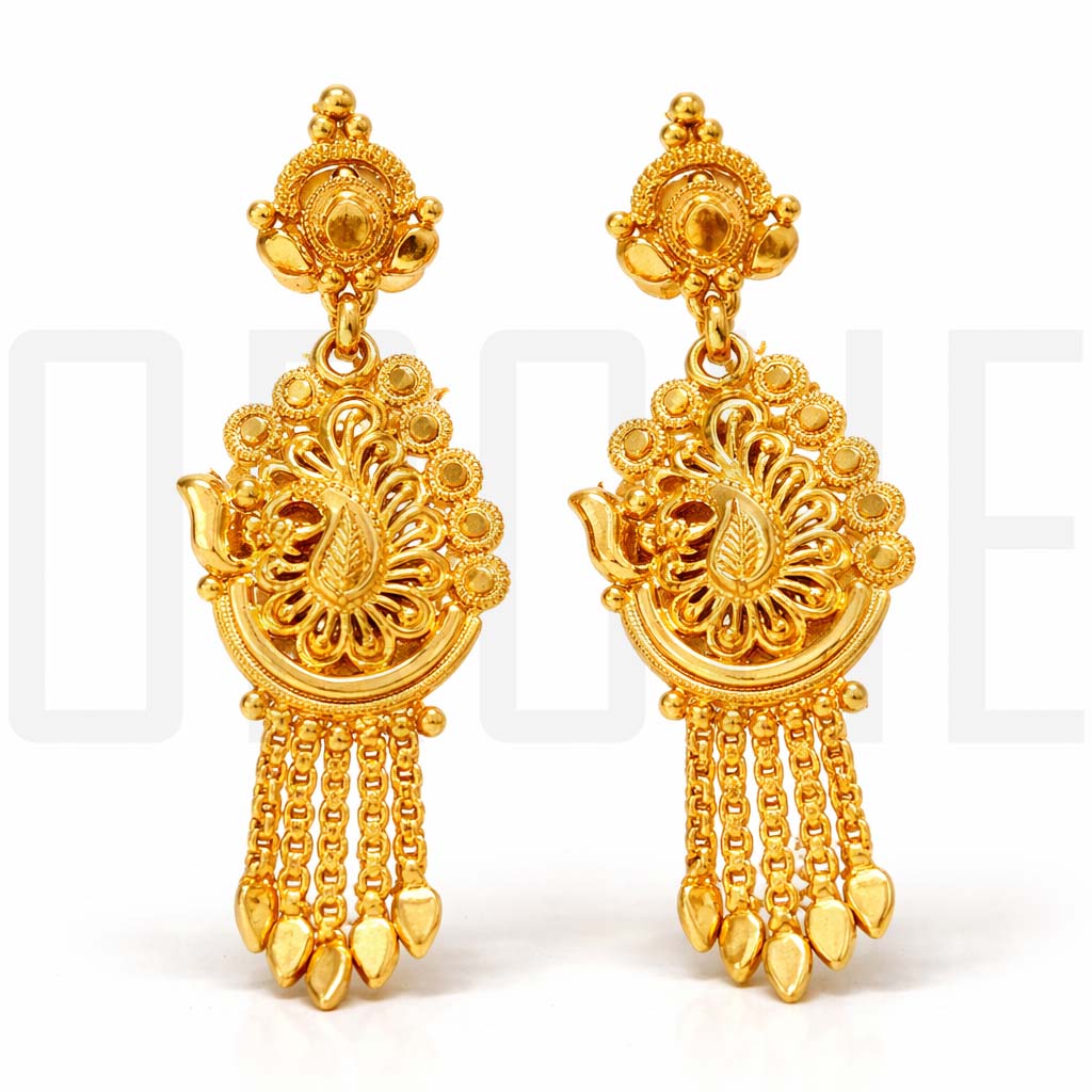 Luxury Gold-Tone Peacock Design Imitation Earrings | Traditional Statement Jewelry