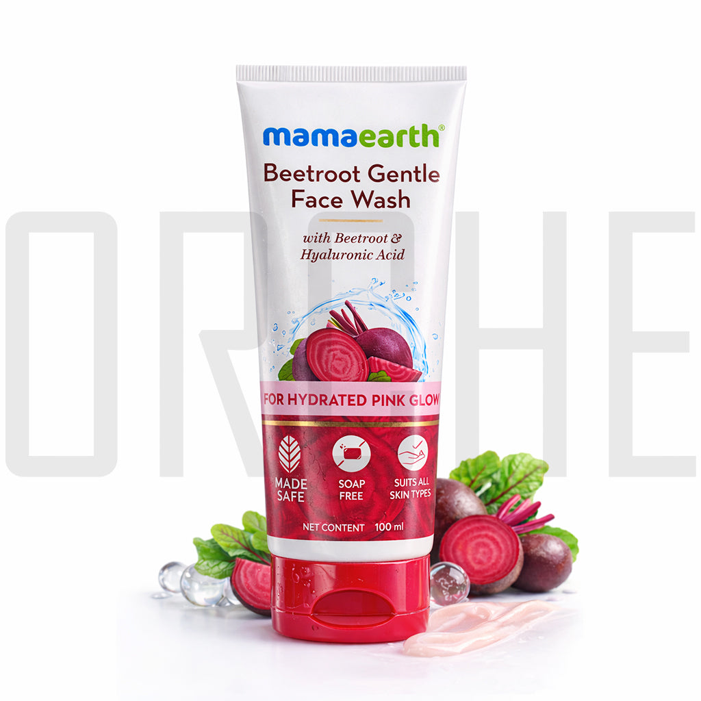 Mamaearth Beetroot Gentle Face Wash – Hydrated Pink Glow | Beetroot + Hyaluronic Acid | Soap-Free Cleanser
