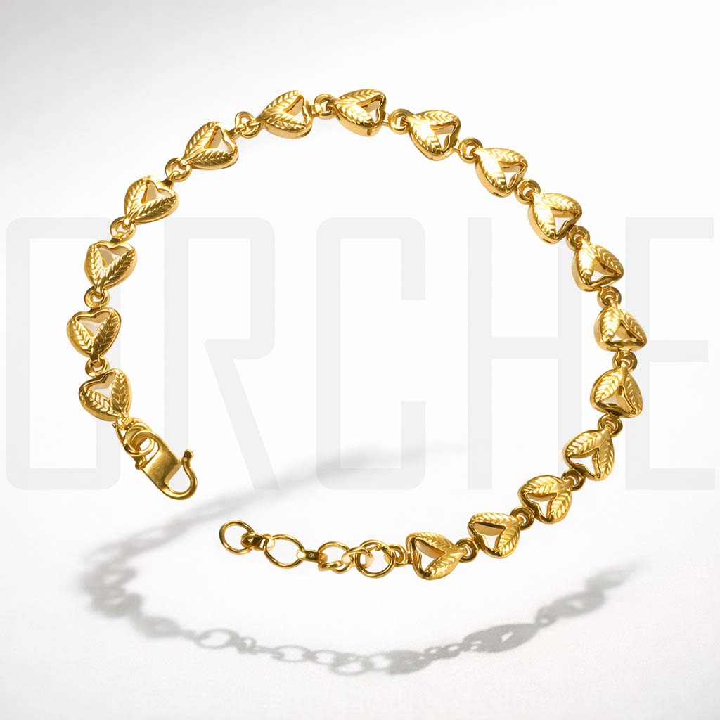 Imitation Gold Heart Link Bracelet – Premium Plated Fashion Jewelry for Women