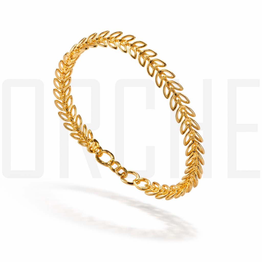 Elegant Imitation Gold Leaf Chain Bracelet for Women – Daily Wear Jewelry – Lightweight Fashion Accessory