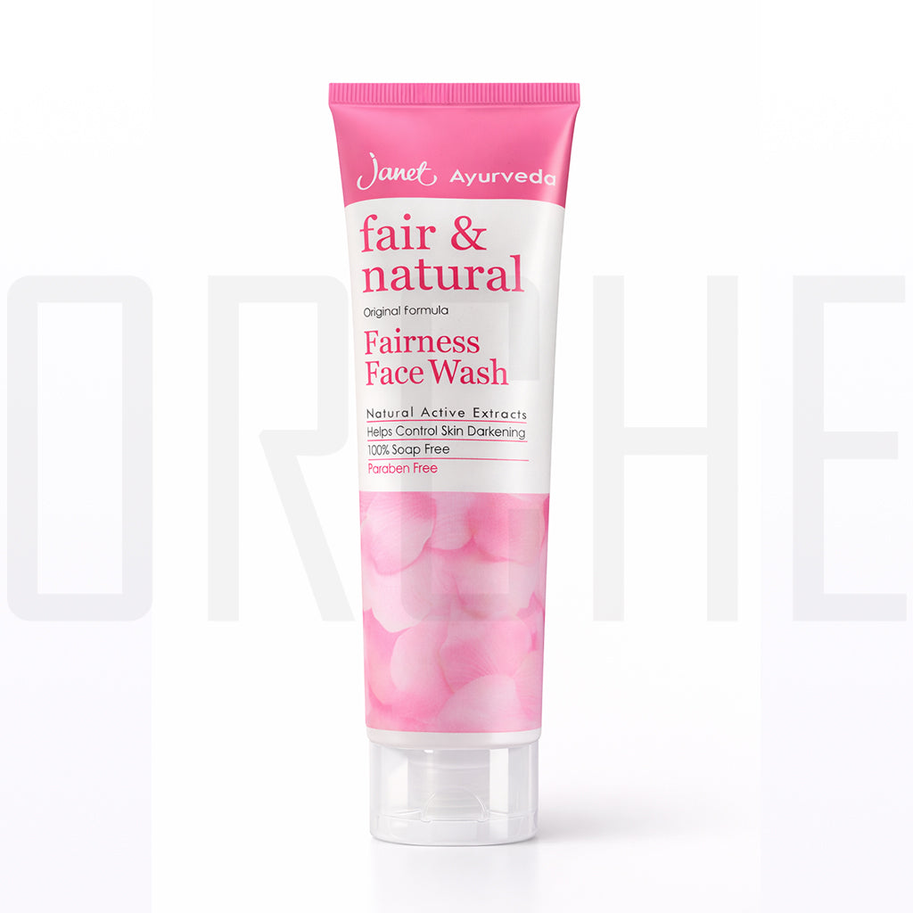 Janet Ayurveda Fair & Natural Fairness Face Wash — Soap-Free + Paraben-Free — Natural Active Extracts — 100ml