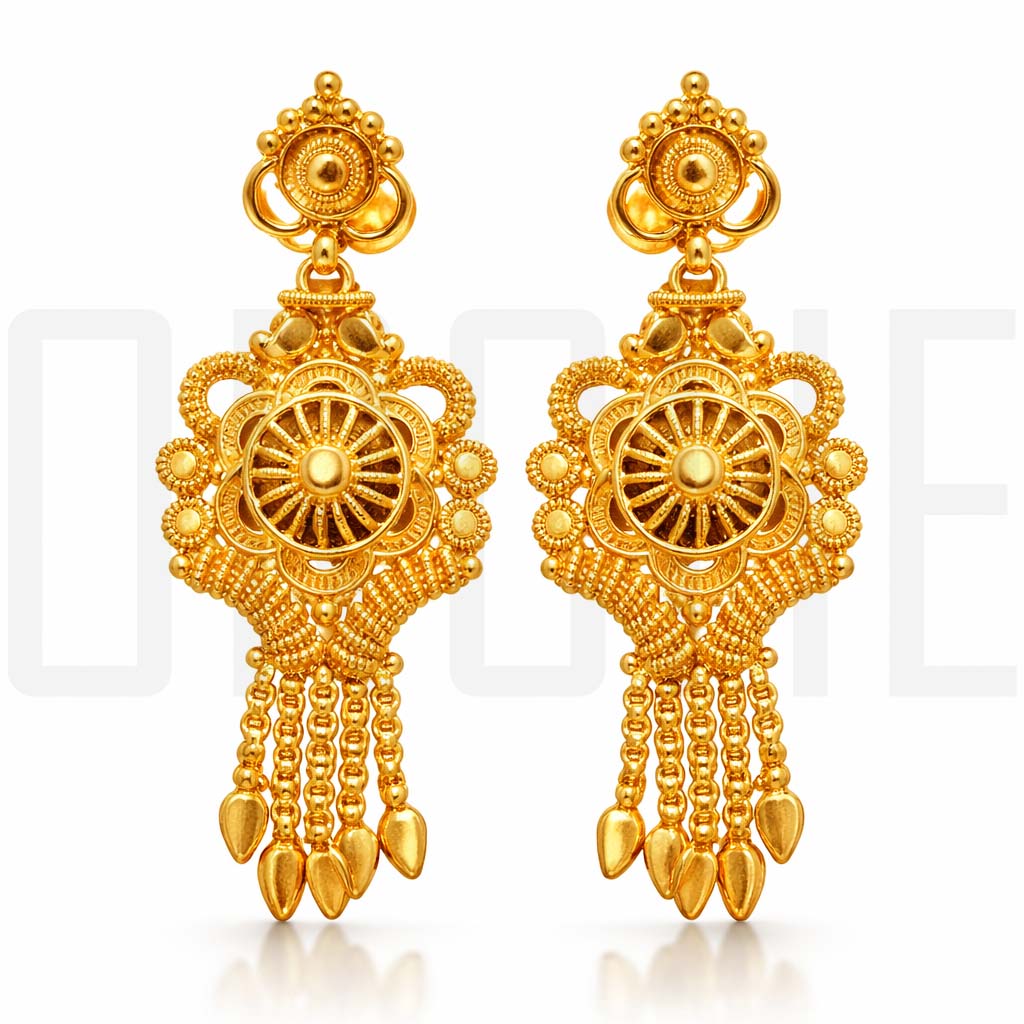 Luxury Gold-Tone Imitation Chandelier Earrings | Traditional Statement Drop Earrings