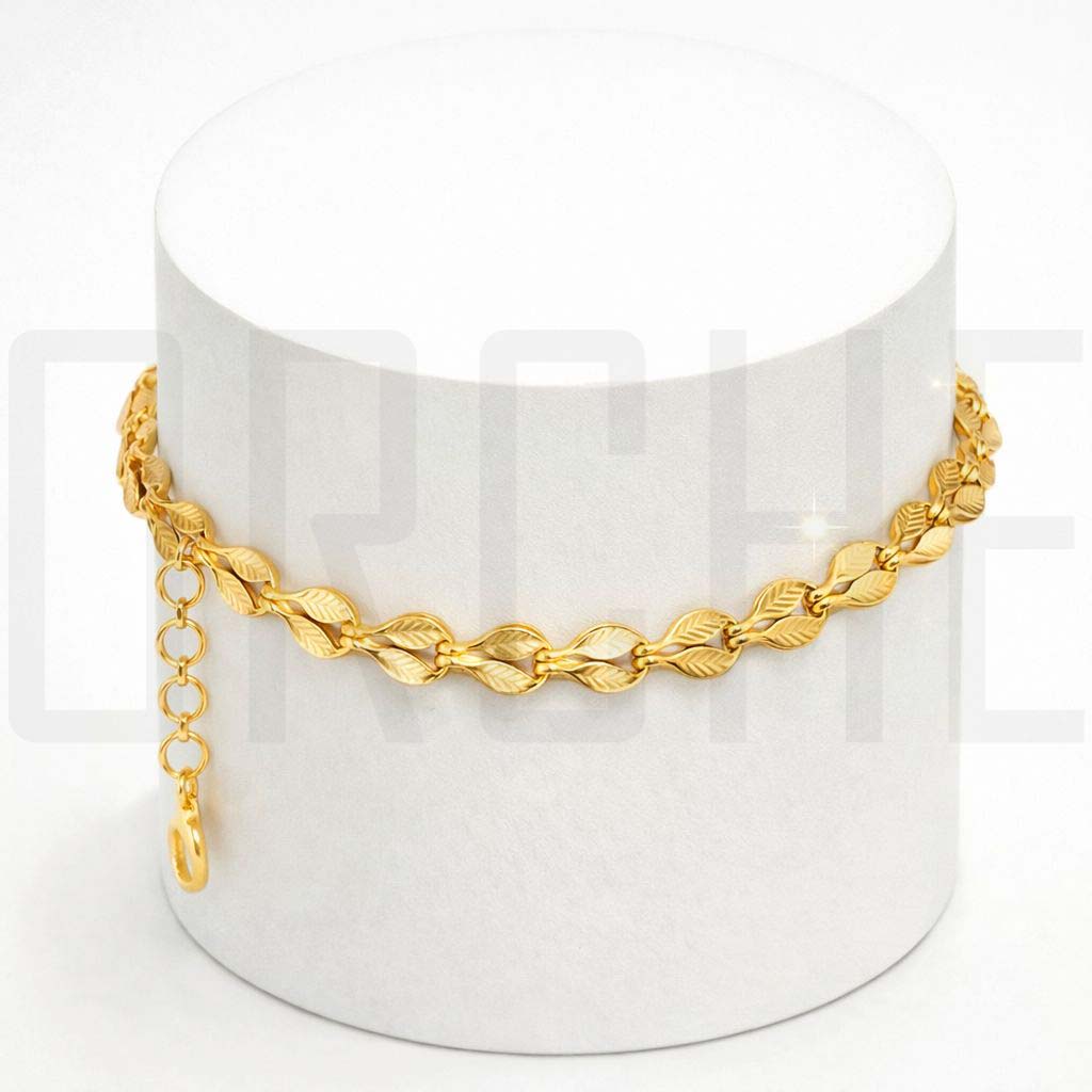 Elegant Leaf-Pattern Imitation Gold Bracelet for Women | Adjustable Lightweight Fashion Jewelry