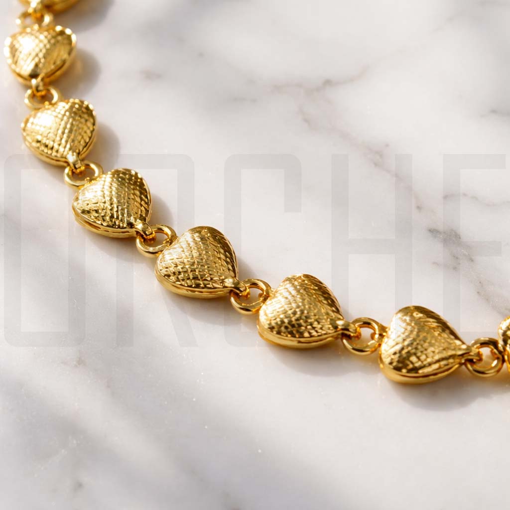 Gold Heart Link Imitation Bracelet for Women – Lightweight, Daily Wear Fashion Jewelry