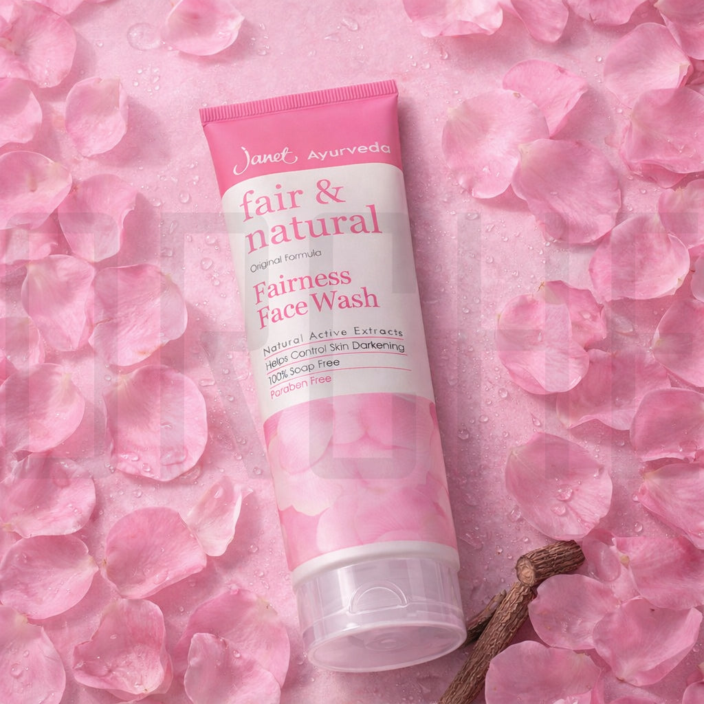 Janet Ayurveda Fair & Natural Fairness Face Wash — Soap-Free + Paraben-Free — Natural Active Extracts — 100ml