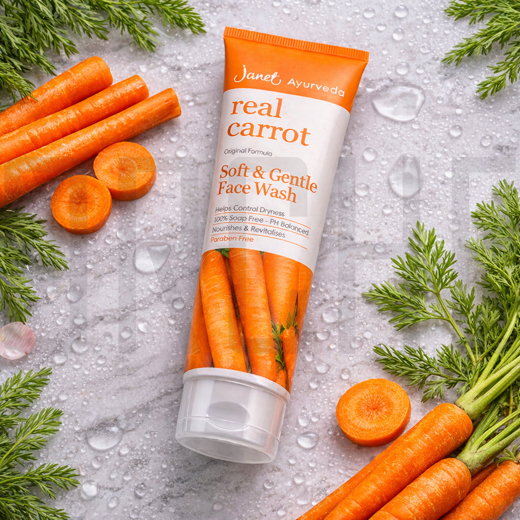 Janet Ayurveda Real Carrot Soft & Gentle Face Wash – Nourishing Soap-Free Cleanser