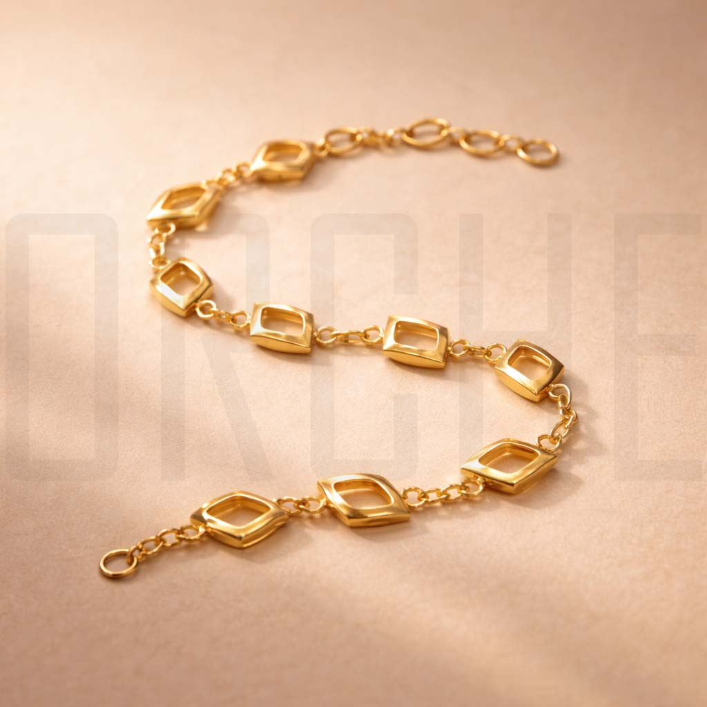 Elegant Rhombus-Link Gold Imitation Chain Bracelet for Women – Premium Fashion Jewelry