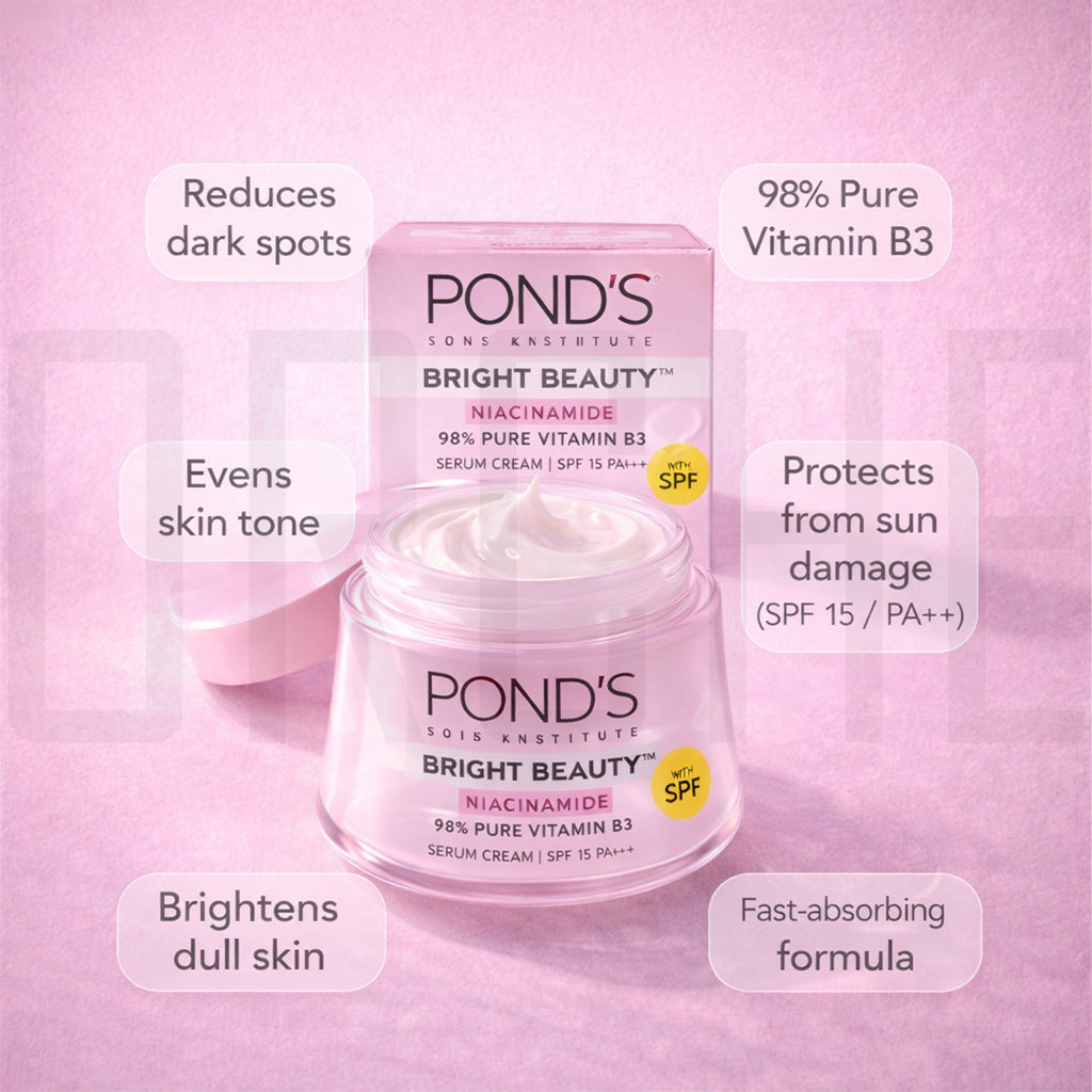 POND’S Bright Beauty Niacinamide Serum Cream – SPF 15 PA++ – Anti-Spot Brightening Moisturizer – 98% Pure Vitamin B3