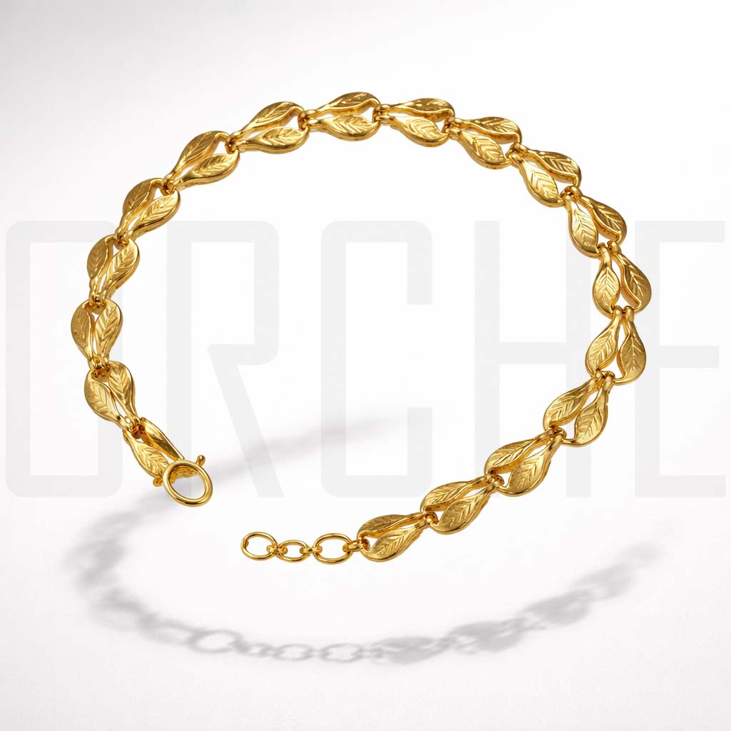 Elegant Leaf-Pattern Imitation Gold Bracelet for Women | Adjustable Lightweight Fashion Jewelry