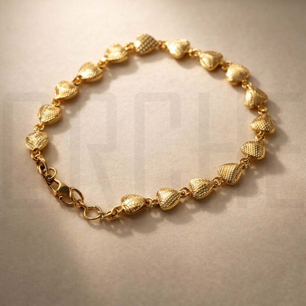 Gold Heart Link Imitation Bracelet for Women – Lightweight, Daily Wear Fashion Jewelry