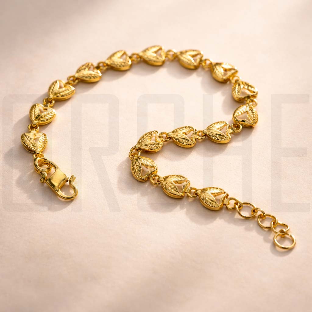 Imitation Gold Heart Link Bracelet – Premium Plated Fashion Jewelry for Women