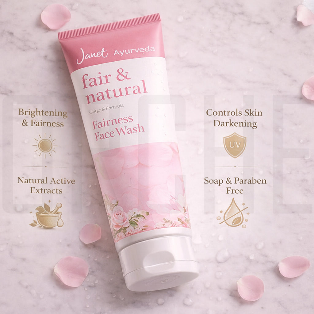 Janet Ayurveda Fair & Natural Fairness Face Wash — Soap-Free + Paraben-Free — Natural Active Extracts — 100ml