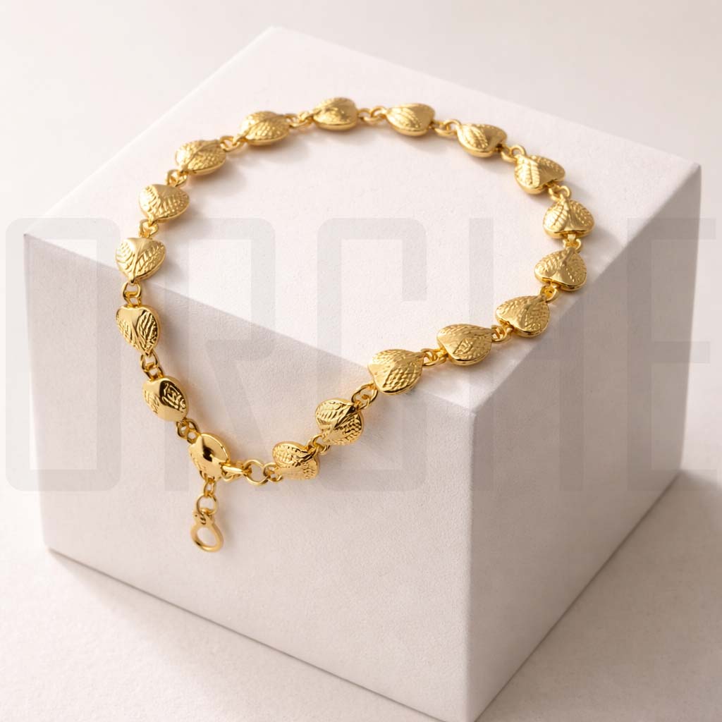 Gold Heart Link Imitation Bracelet for Women – Lightweight, Daily Wear Fashion Jewelry